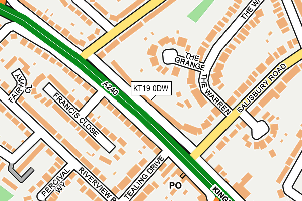 KT19 0DW map - OS OpenMap – Local (Ordnance Survey)