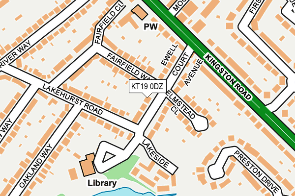 KT19 0DZ map - OS OpenMap – Local (Ordnance Survey)