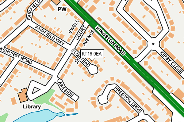 KT19 0EA map - OS OpenMap – Local (Ordnance Survey)