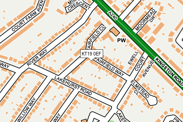 KT19 0EF map - OS OpenMap – Local (Ordnance Survey)