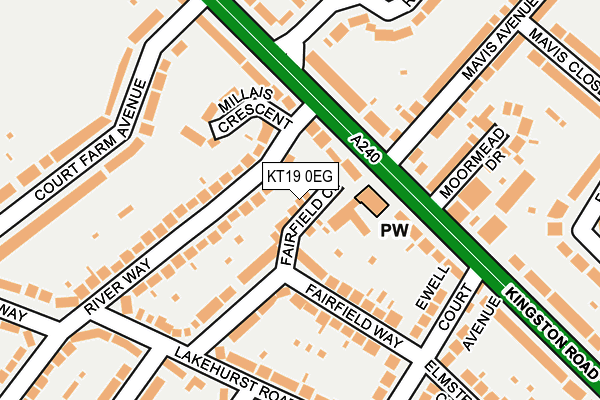 KT19 0EG map - OS OpenMap – Local (Ordnance Survey)