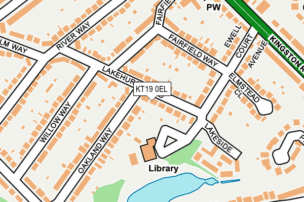 KT19 0EL map - OS OpenMap – Local (Ordnance Survey)