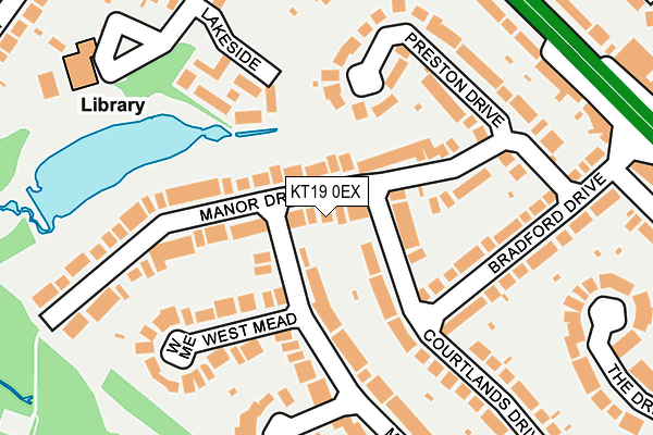 KT19 0EX map - OS OpenMap – Local (Ordnance Survey)