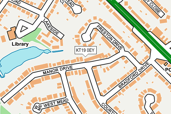 KT19 0EY map - OS OpenMap – Local (Ordnance Survey)