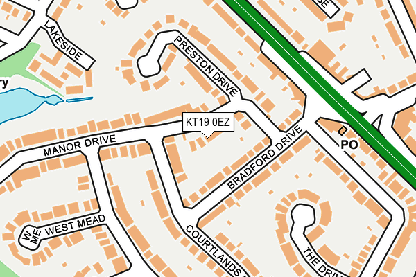 KT19 0EZ map - OS OpenMap – Local (Ordnance Survey)