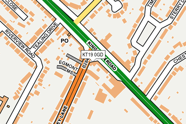 KT19 0GD map - OS OpenMap – Local (Ordnance Survey)