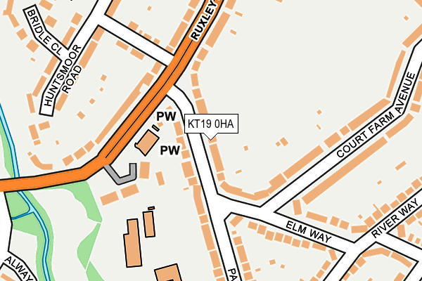 KT19 0HA map - OS OpenMap – Local (Ordnance Survey)