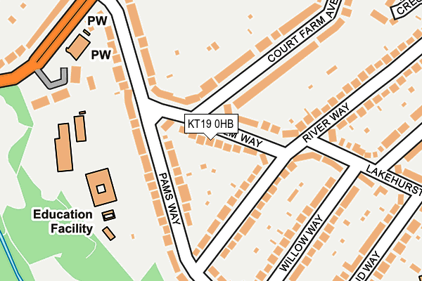 KT19 0HB map - OS OpenMap – Local (Ordnance Survey)