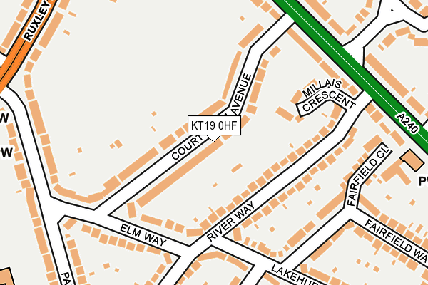 KT19 0HF map - OS OpenMap – Local (Ordnance Survey)