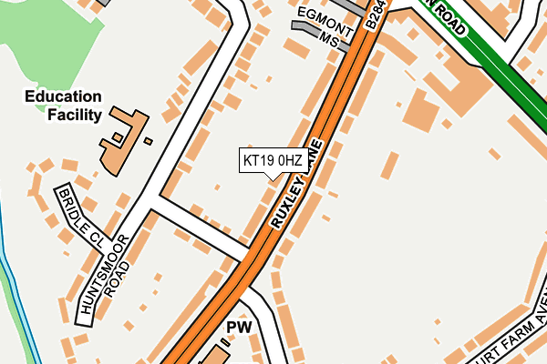 KT19 0HZ map - OS OpenMap – Local (Ordnance Survey)