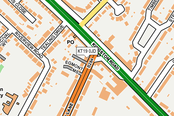 KT19 0JD map - OS OpenMap – Local (Ordnance Survey)
