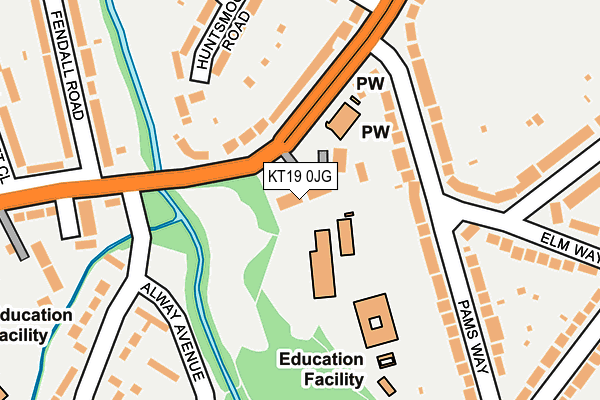 KT19 0JG map - OS OpenMap – Local (Ordnance Survey)