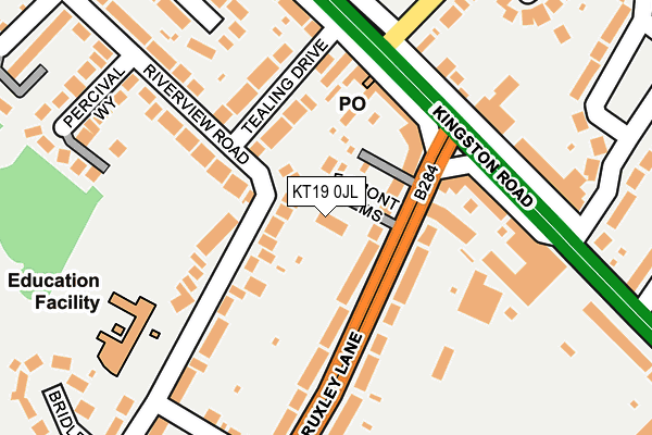 KT19 0JL map - OS OpenMap – Local (Ordnance Survey)