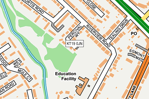KT19 0JN map - OS OpenMap – Local (Ordnance Survey)