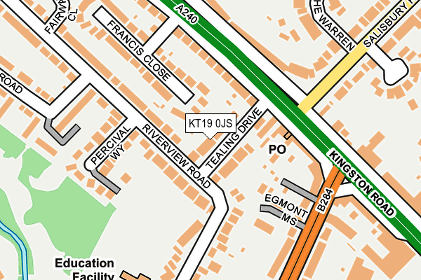 KT19 0JS map - OS OpenMap – Local (Ordnance Survey)
