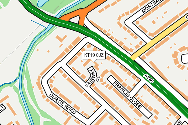 KT19 0JZ map - OS OpenMap – Local (Ordnance Survey)