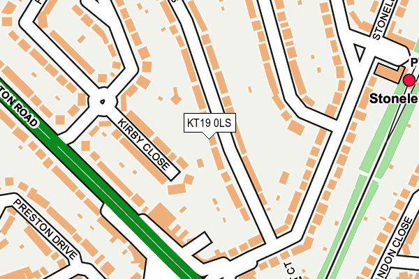 KT19 0LS map - OS OpenMap – Local (Ordnance Survey)