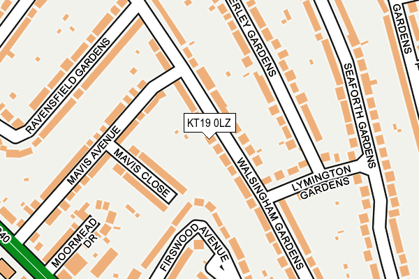 KT19 0LZ map - OS OpenMap – Local (Ordnance Survey)