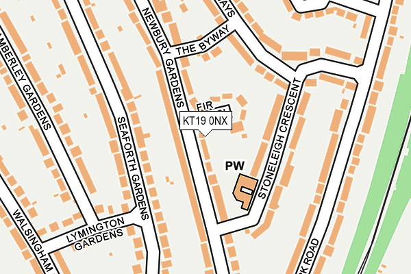 KT19 0NX map - OS OpenMap – Local (Ordnance Survey)