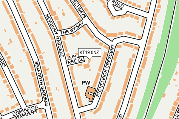 KT19 0NZ map - OS OpenMap – Local (Ordnance Survey)