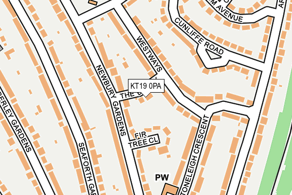 KT19 0PA map - OS OpenMap – Local (Ordnance Survey)