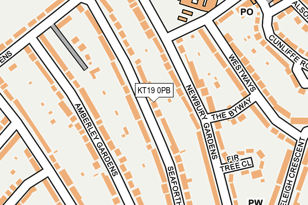 KT19 0PB map - OS OpenMap – Local (Ordnance Survey)