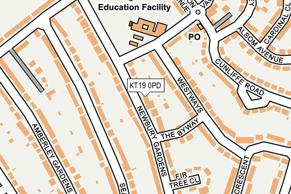 KT19 0PD map - OS OpenMap – Local (Ordnance Survey)