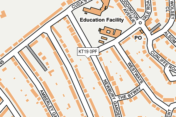 KT19 0PF map - OS OpenMap – Local (Ordnance Survey)