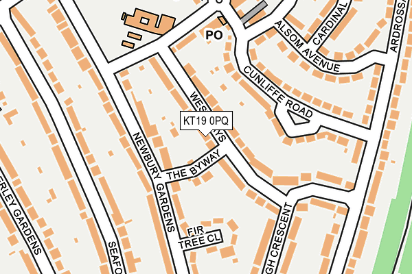 KT19 0PQ map - OS OpenMap – Local (Ordnance Survey)