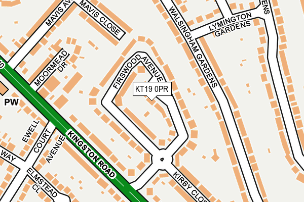 KT19 0PR map - OS OpenMap – Local (Ordnance Survey)