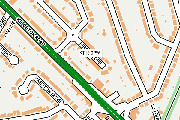 KT19 0PW map - OS OpenMap – Local (Ordnance Survey)