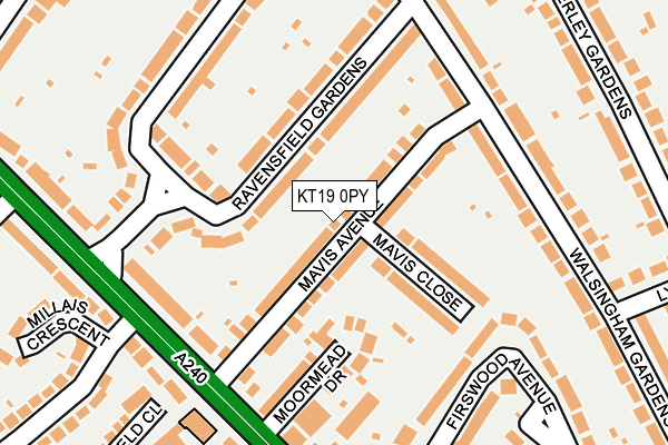KT19 0PY map - OS OpenMap – Local (Ordnance Survey)