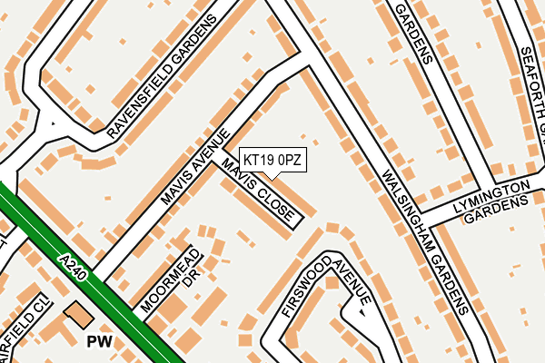 KT19 0PZ map - OS OpenMap – Local (Ordnance Survey)