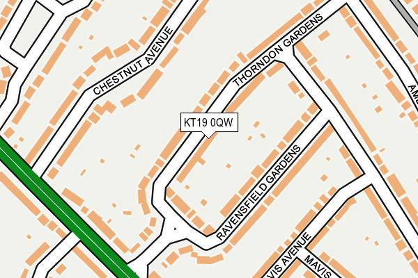 KT19 0QW map - OS OpenMap – Local (Ordnance Survey)