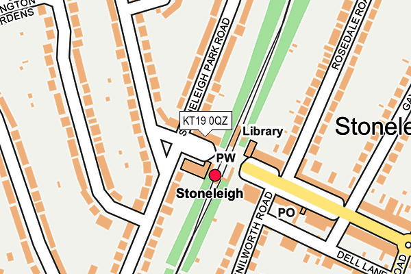 KT19 0QZ map - OS OpenMap – Local (Ordnance Survey)