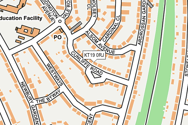 KT19 0RJ map - OS OpenMap – Local (Ordnance Survey)