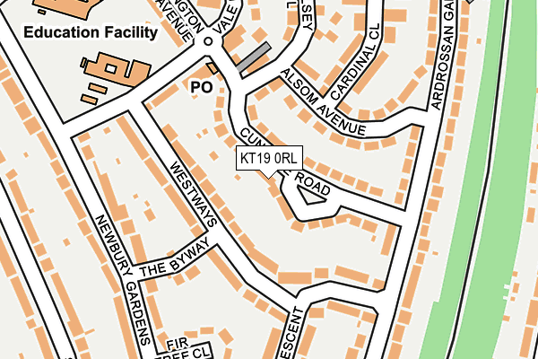 KT19 0RL map - OS OpenMap – Local (Ordnance Survey)