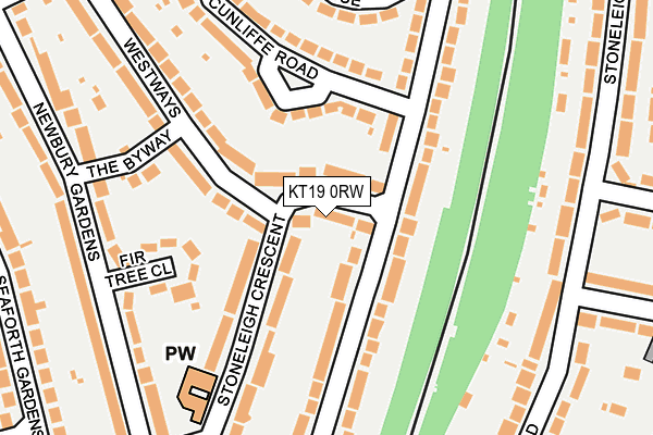 KT19 0RW map - OS OpenMap – Local (Ordnance Survey)