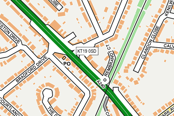 KT19 0SD map - OS OpenMap – Local (Ordnance Survey)