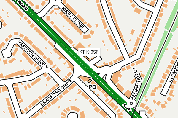 KT19 0SF map - OS OpenMap – Local (Ordnance Survey)