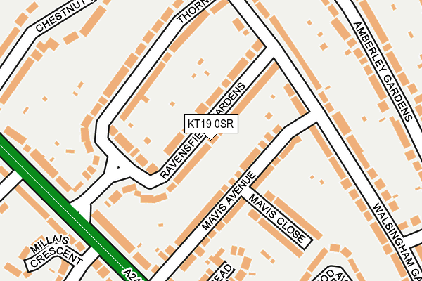 KT19 0SR map - OS OpenMap – Local (Ordnance Survey)