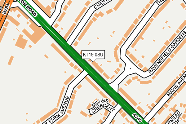 KT19 0SU map - OS OpenMap – Local (Ordnance Survey)