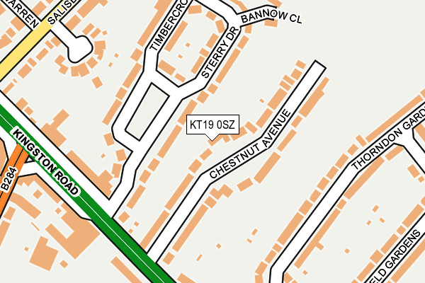 KT19 0SZ map - OS OpenMap – Local (Ordnance Survey)