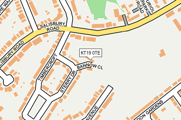 KT19 0TE map - OS OpenMap – Local (Ordnance Survey)