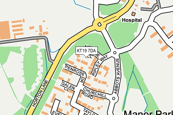 KT19 7DA map - OS OpenMap – Local (Ordnance Survey)