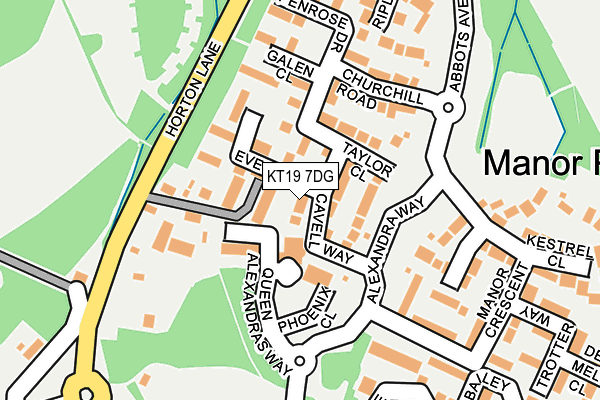 KT19 7DG map - OS OpenMap – Local (Ordnance Survey)