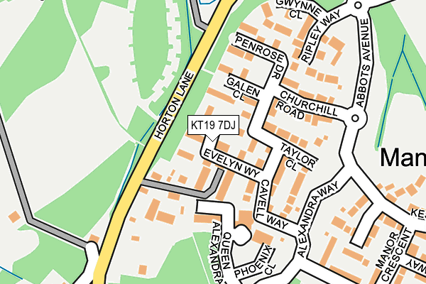 KT19 7DJ map - OS OpenMap – Local (Ordnance Survey)