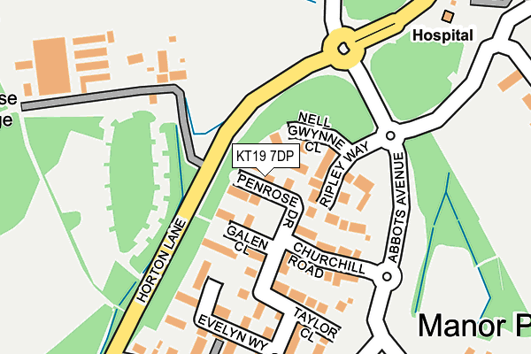 KT19 7DP map - OS OpenMap – Local (Ordnance Survey)
