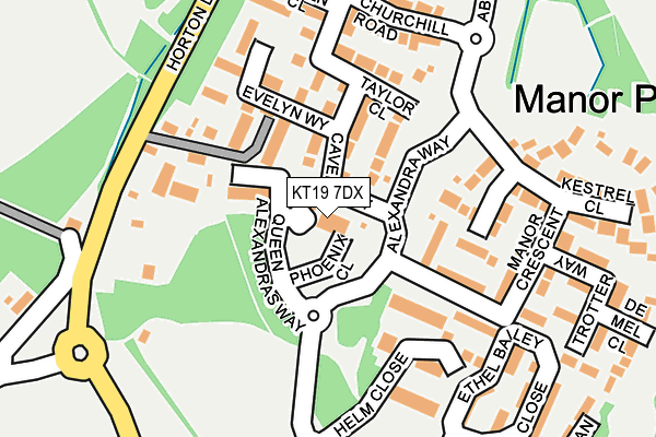 KT19 7DX map - OS OpenMap – Local (Ordnance Survey)