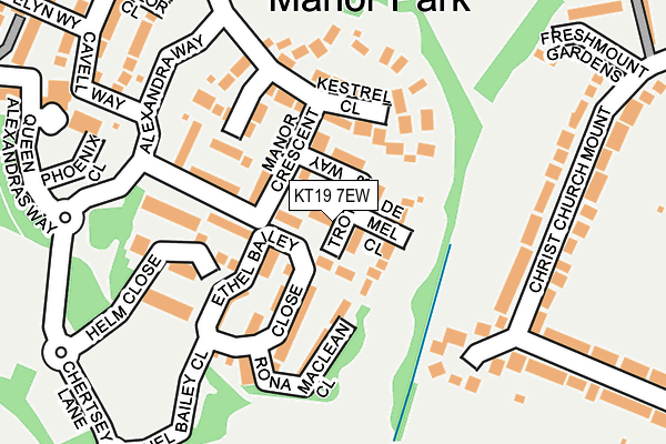 KT19 7EW map - OS OpenMap – Local (Ordnance Survey)